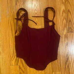 Bershka corset top with bows in burgandy